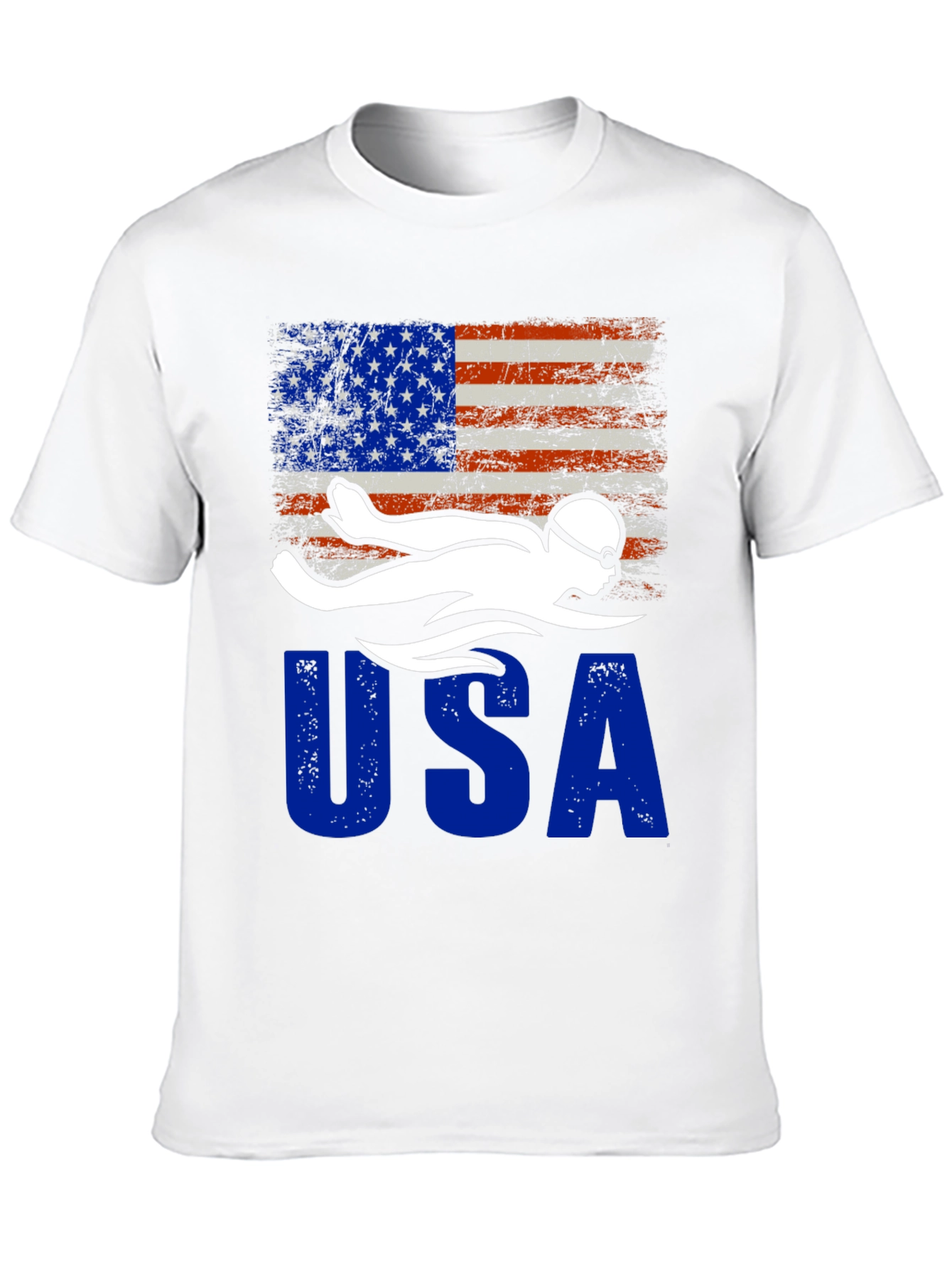 USA Swimmer Patriotic Flag Graphic T-Shirt