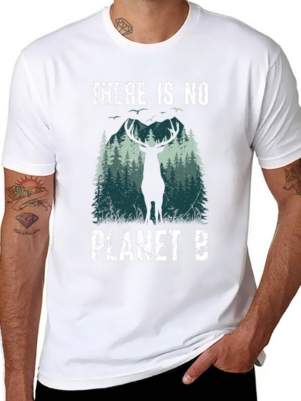 Eco-Friendly There Is No Planet B Deer Graphic T-Shirt