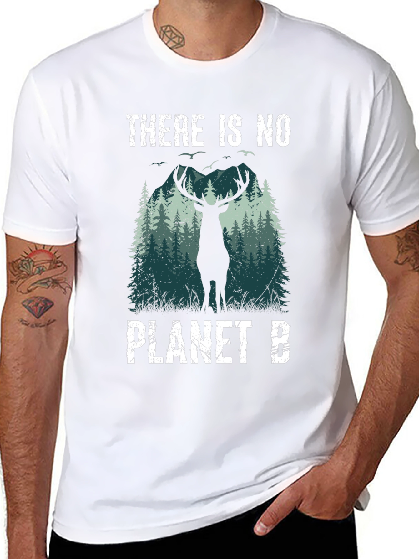 Eco-Friendly There Is No Planet B Deer Graphic T-Shirt