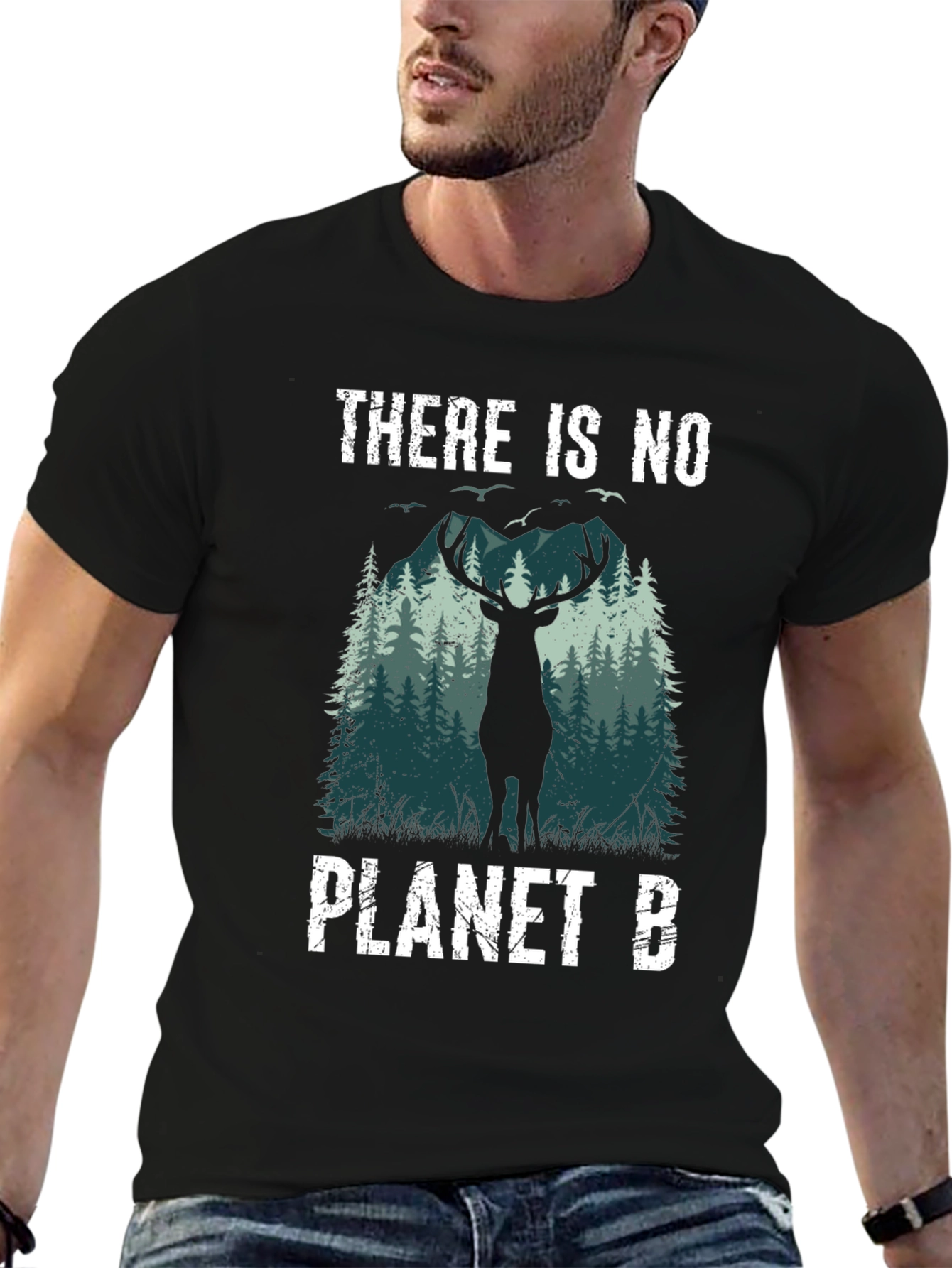 Eco-Friendly There Is No Planet B Deer Graphic T-Shirt