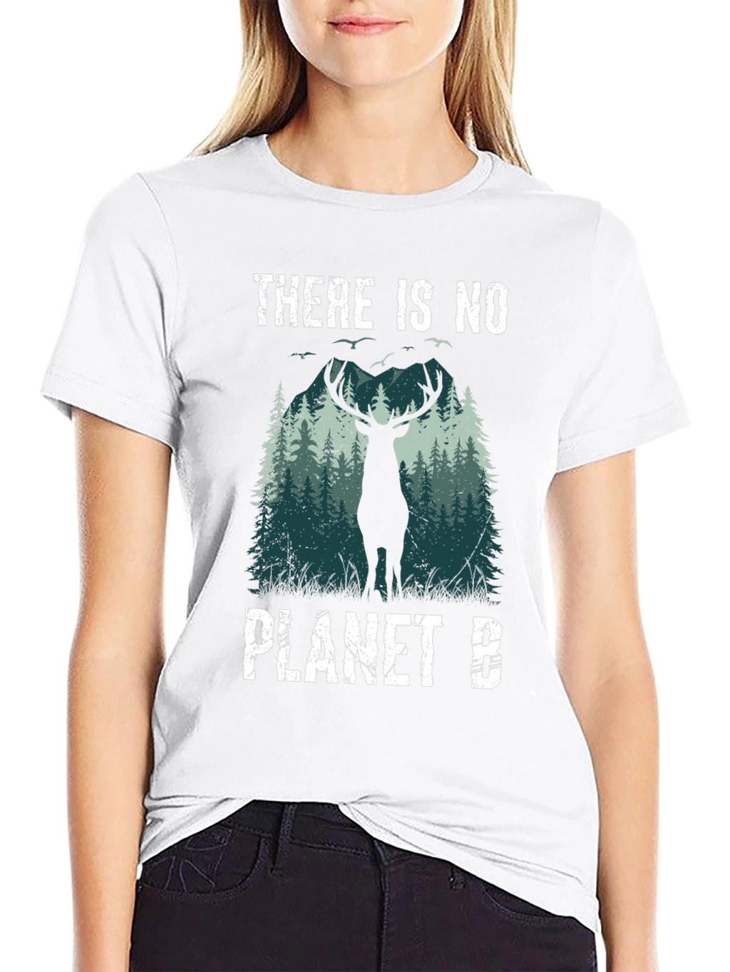 Eco-Friendly There Is No Planet B Deer Graphic T-Shirt