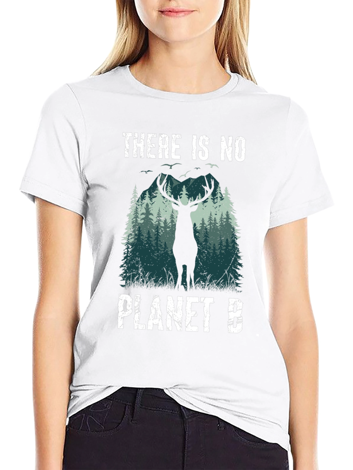 Eco-Friendly There Is No Planet B Deer Graphic T-Shirt