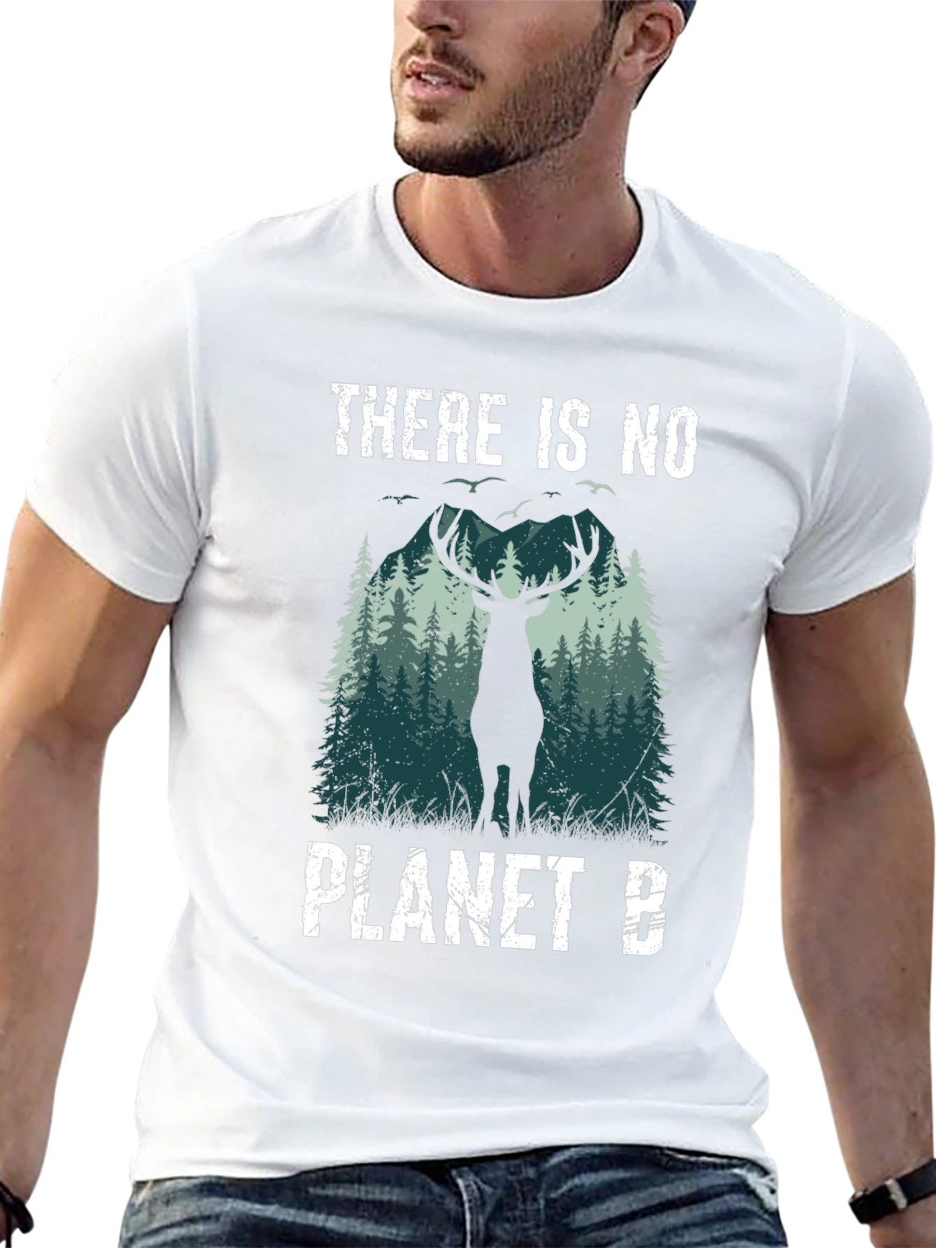 Eco-Friendly There Is No Planet B Deer Graphic T-Shirt