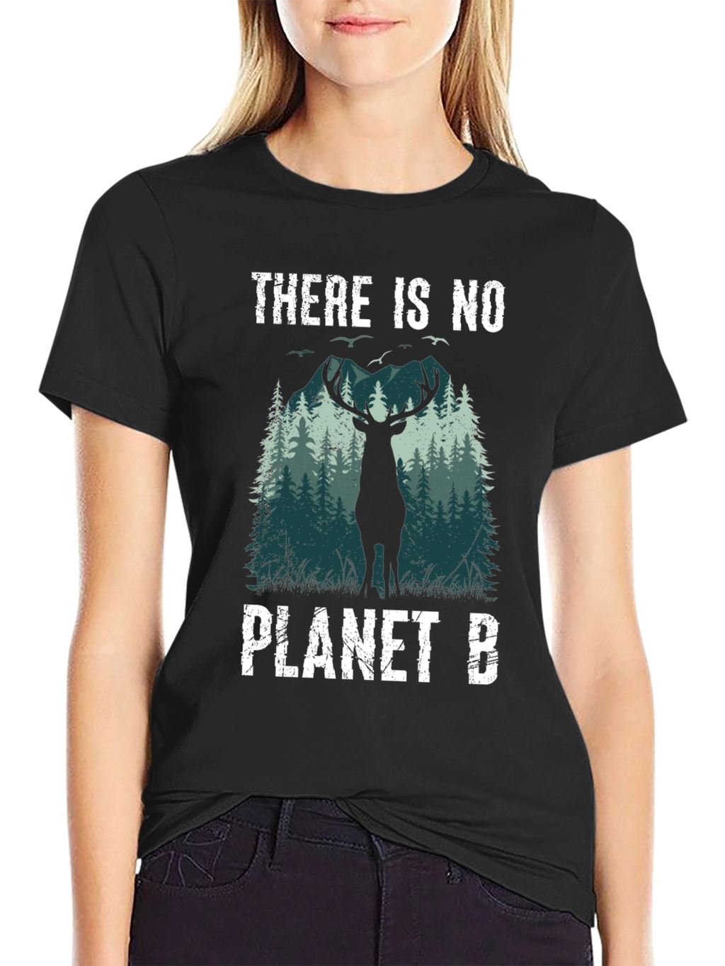 Eco-Friendly There Is No Planet B Deer Graphic T-Shirt
