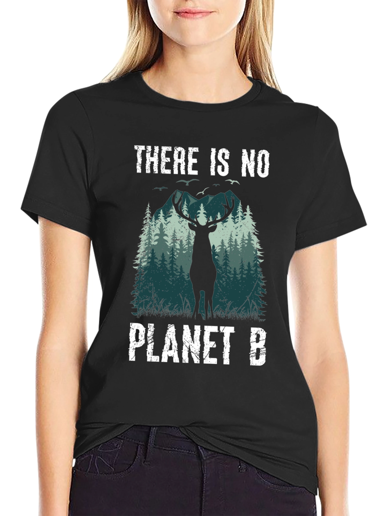 Eco-Friendly There Is No Planet B Deer Graphic T-Shirt