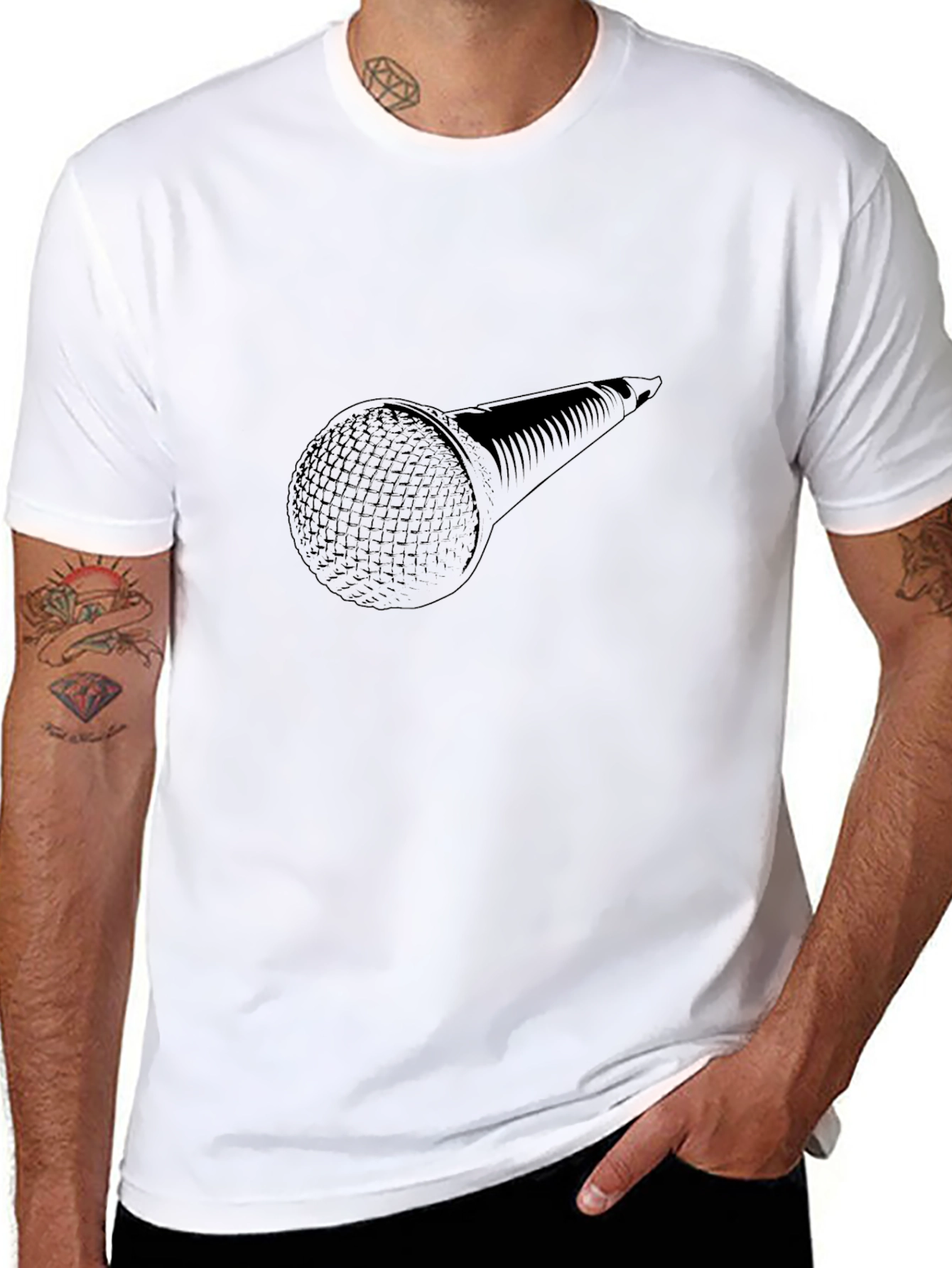 Retro Microphone Black T-Shirt