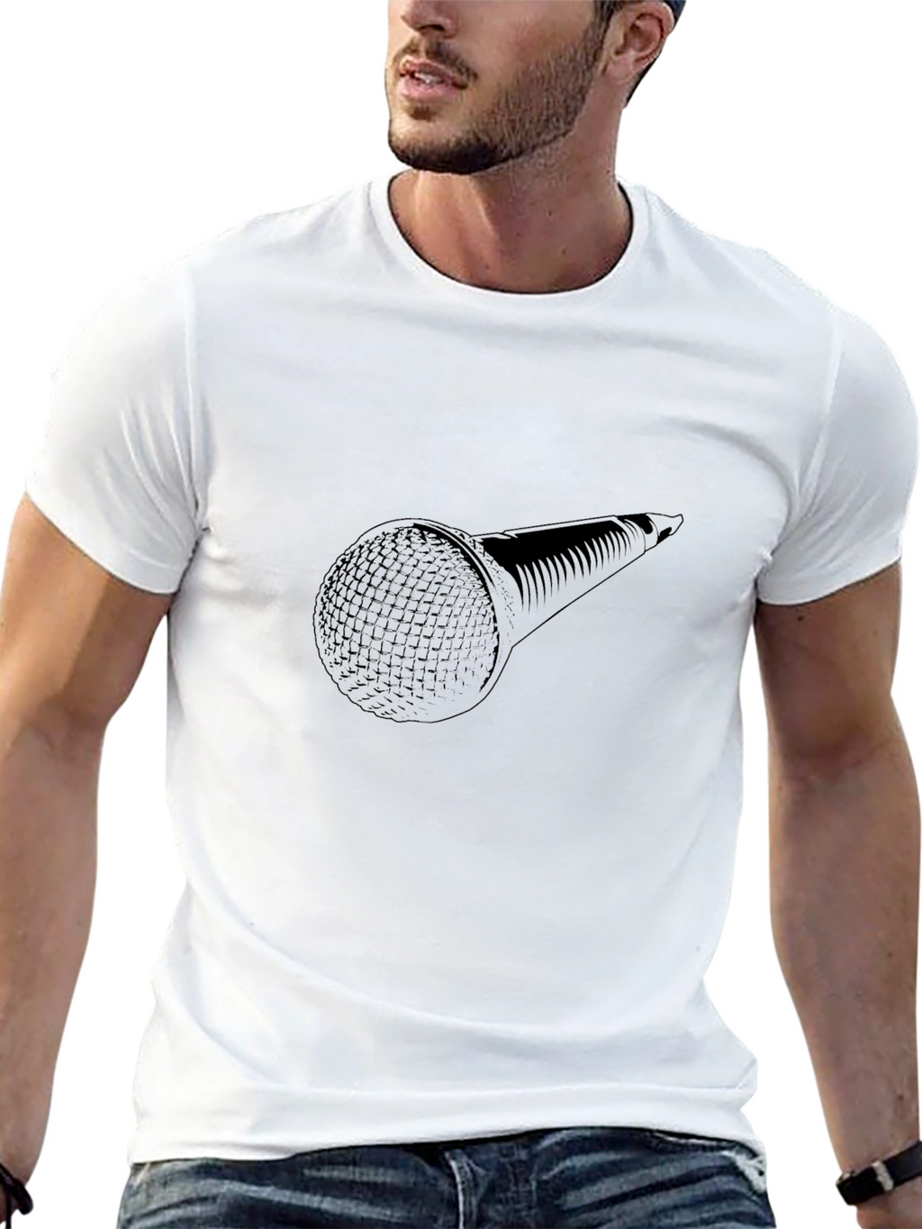 Retro Microphone Black T-Shirt