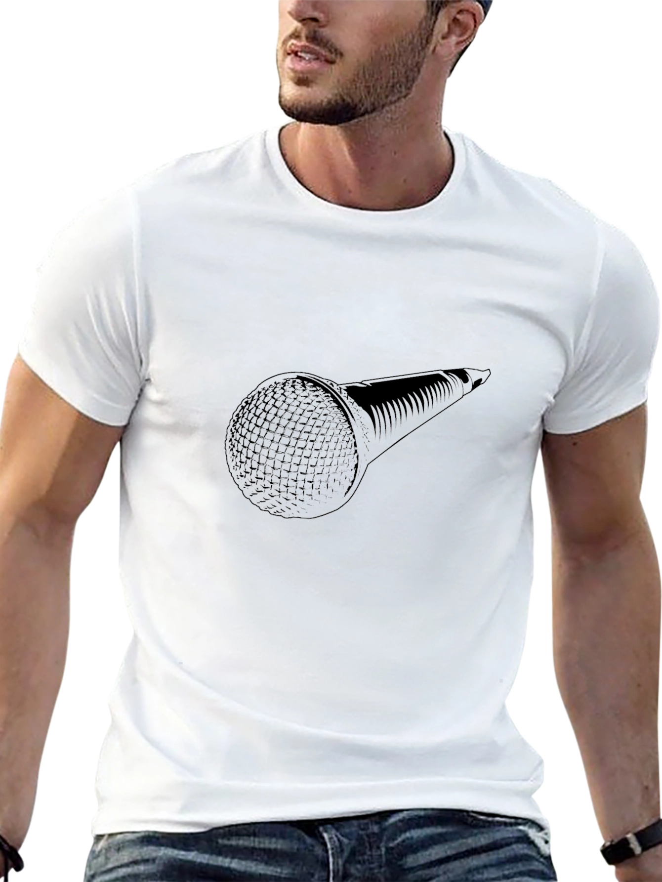 Retro Microphone Black T-Shirt