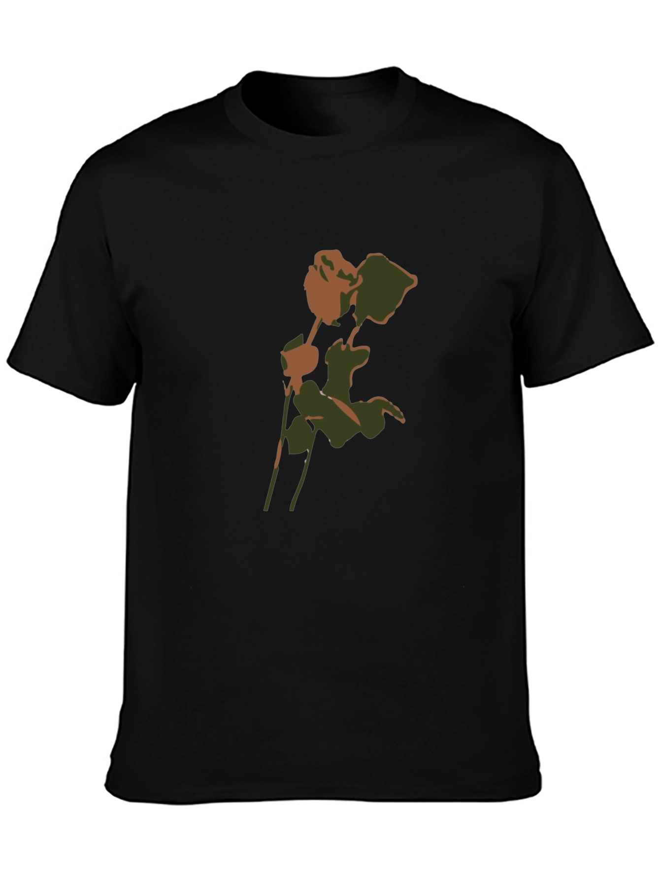 Camouflage Rose Graphic T-Shirt - Modern Casual Style