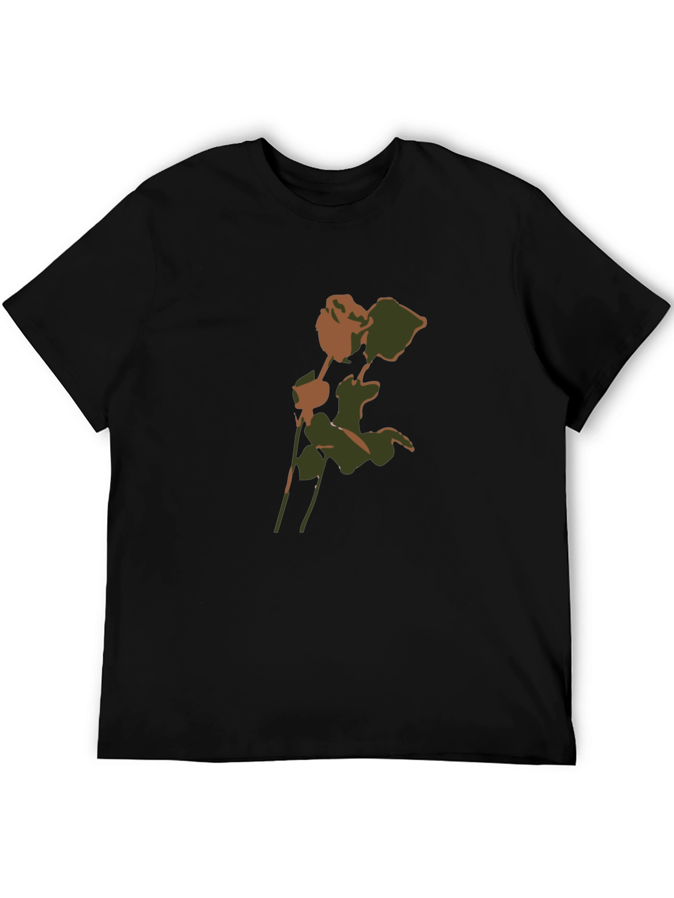 Camouflage Rose Graphic T-Shirt - Modern Casual Style