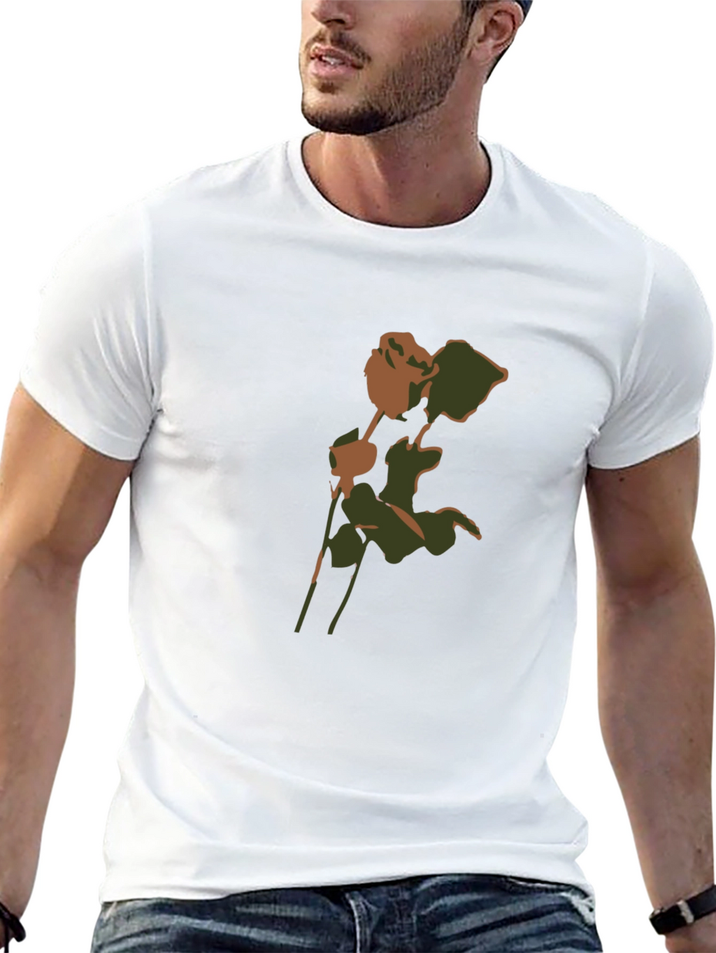 Camouflage Rose Graphic T-Shirt - Modern Casual Style