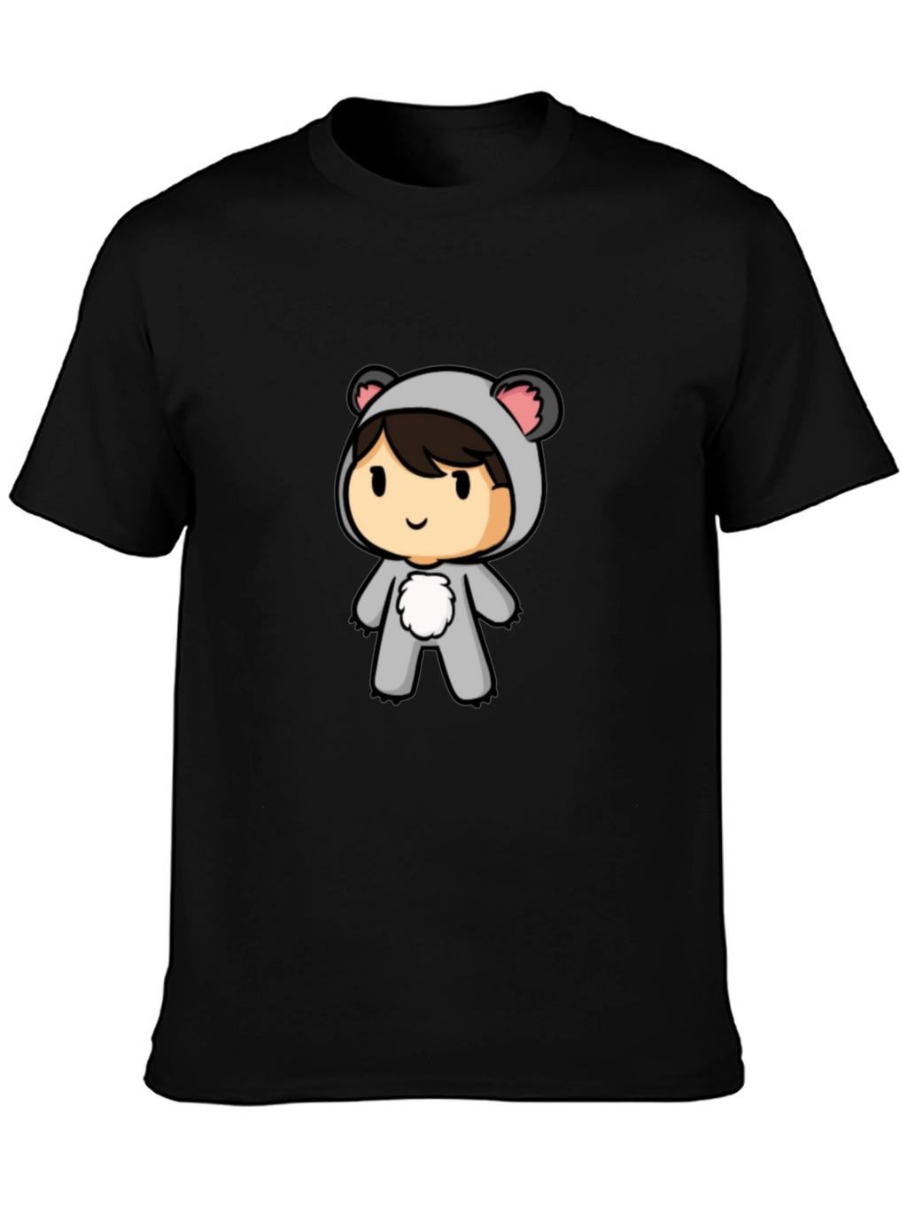 Cute Koala Cartoon Black T-Shirt