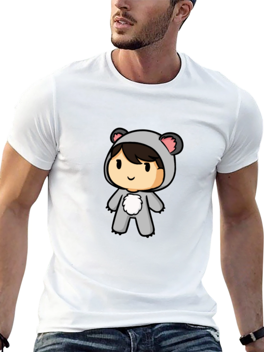 Cute Koala Cartoon Black T-Shirt