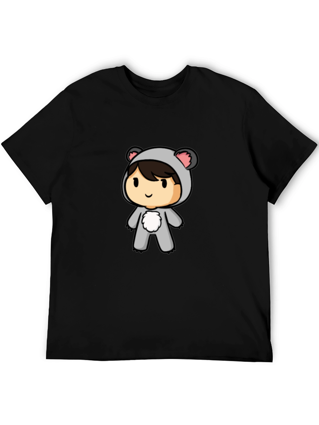 Cute Koala Cartoon Black T-Shirt