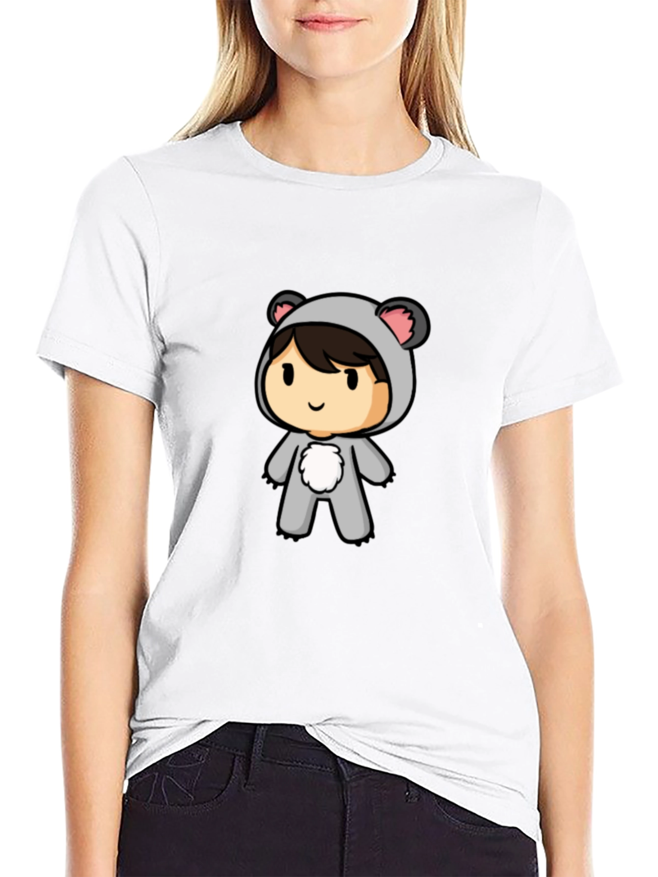 Cute Koala Cartoon Black T-Shirt