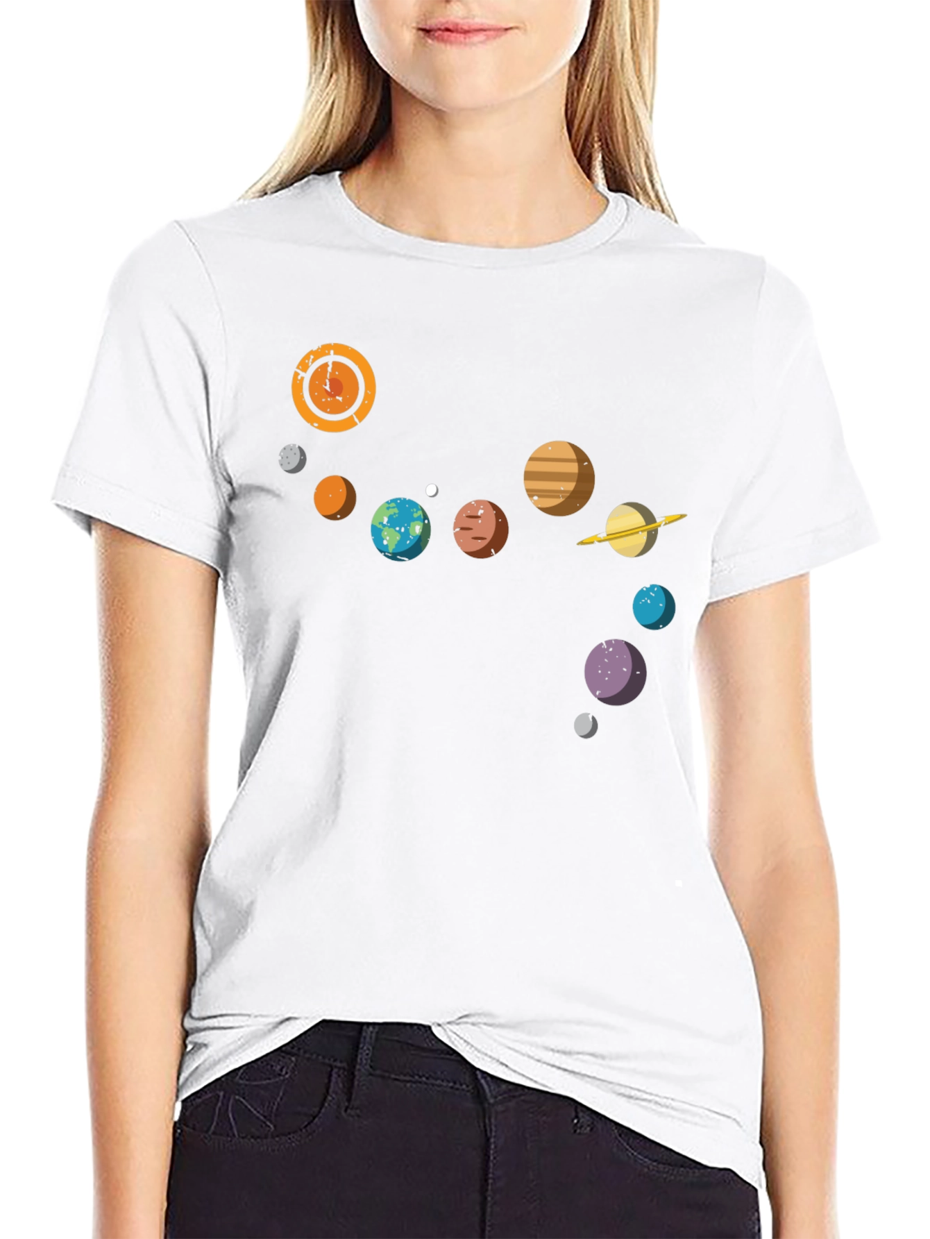 Planetary System Graphic Tee - Black Cotton T-Shirt