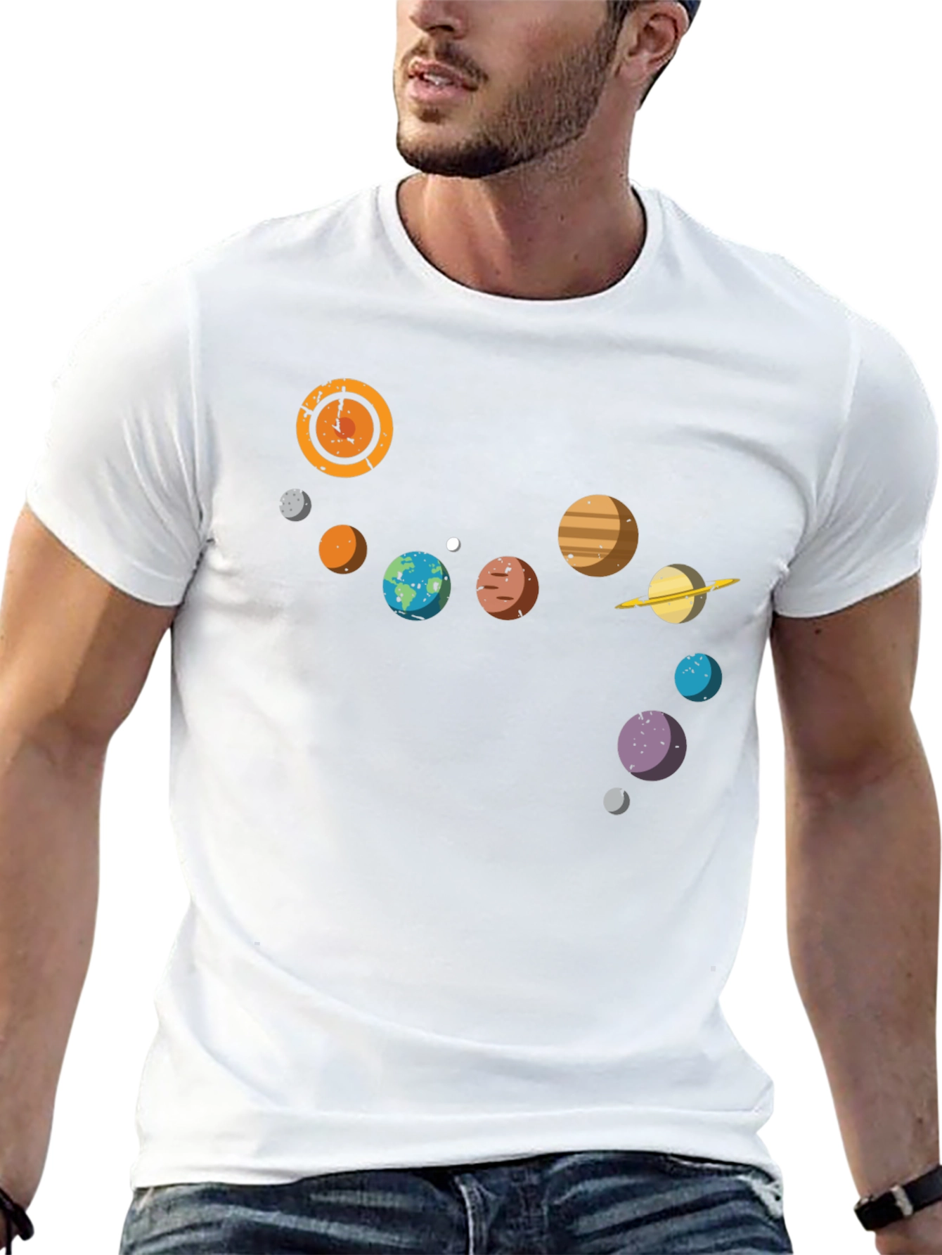 Planetary System Graphic Tee - Black Cotton T-Shirt