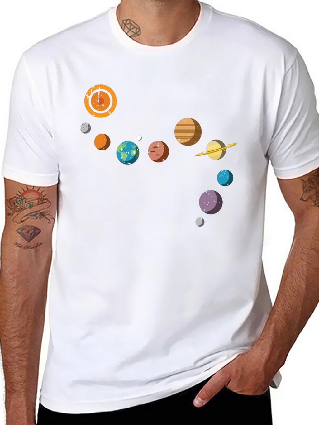 Planetary System Graphic Tee - Black Cotton T-Shirt