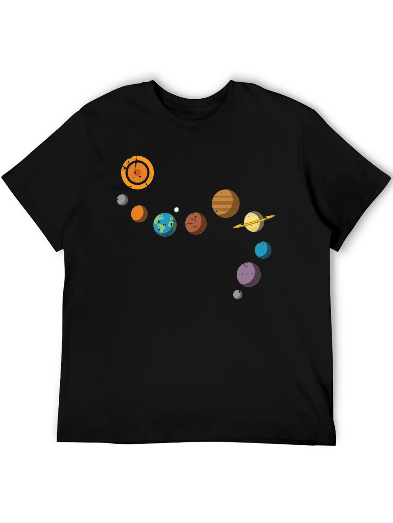 Planetary System Graphic Tee - Black Cotton T-Shirt