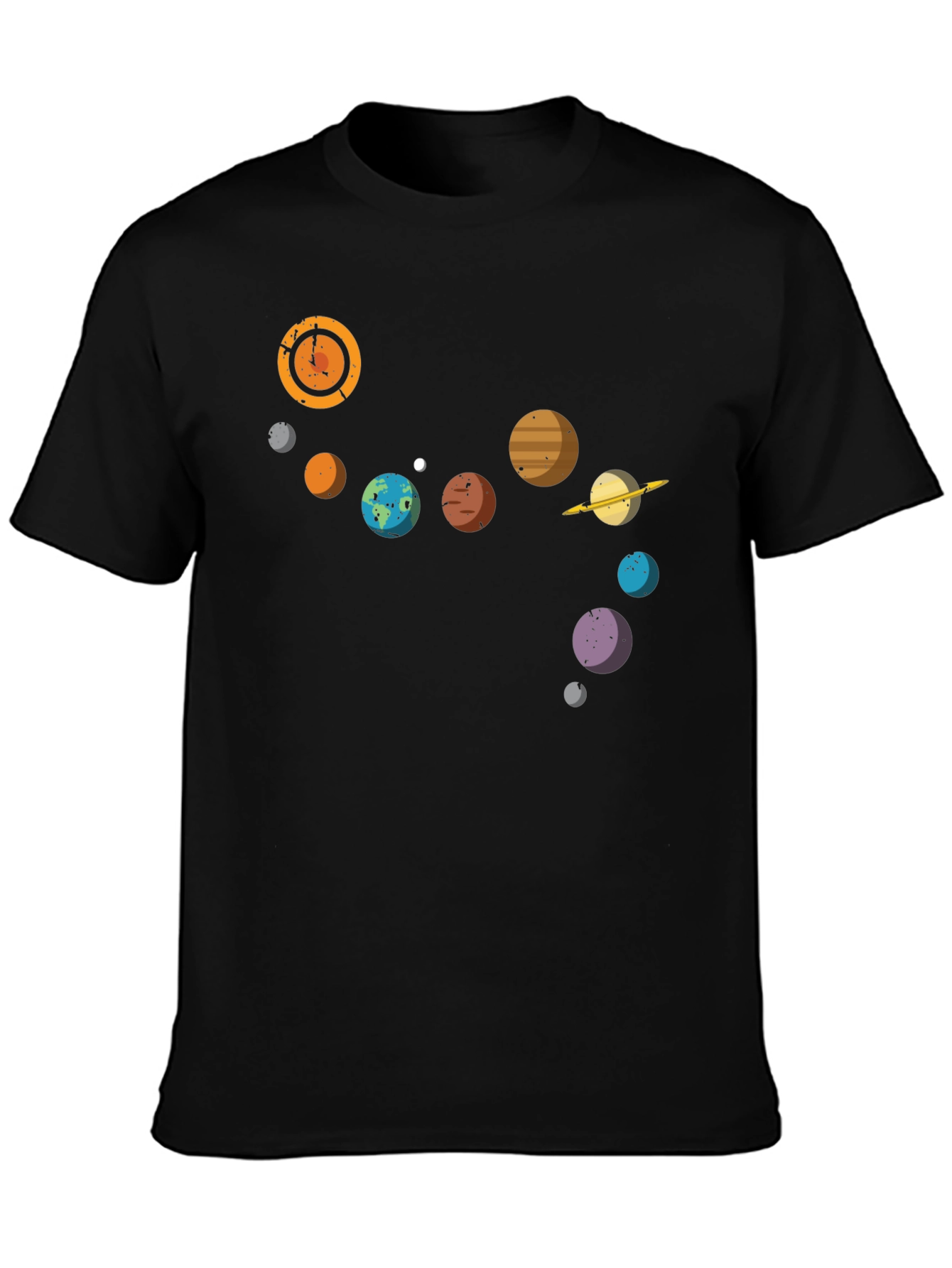 Planetary System Graphic Tee - Black Cotton T-Shirt