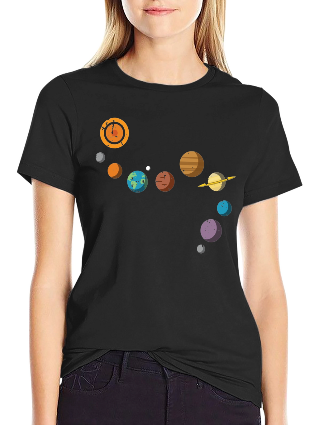 Planetary System Graphic Tee - Black Cotton T-Shirt