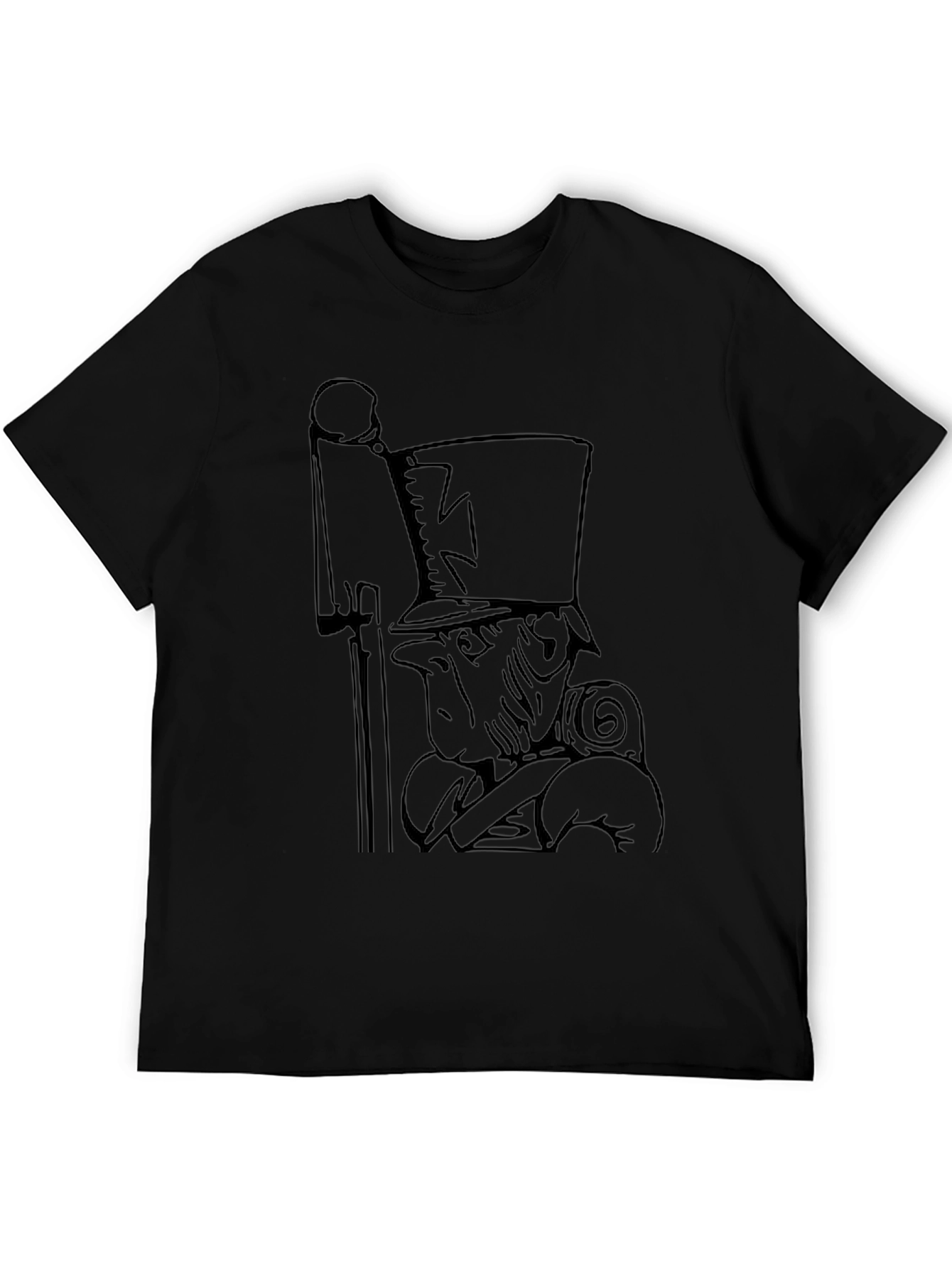 Novelty Cartoon Soldier Black Graphic Tee