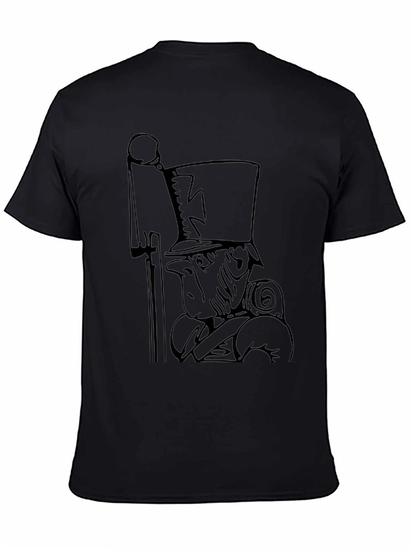 Novelty Cartoon Soldier Black Graphic Tee