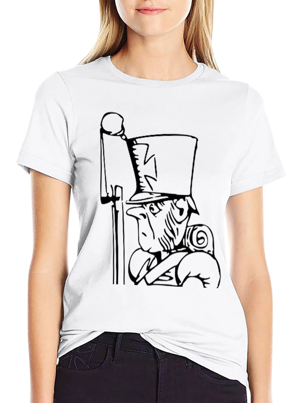 Novelty Cartoon Soldier Black Graphic Tee
