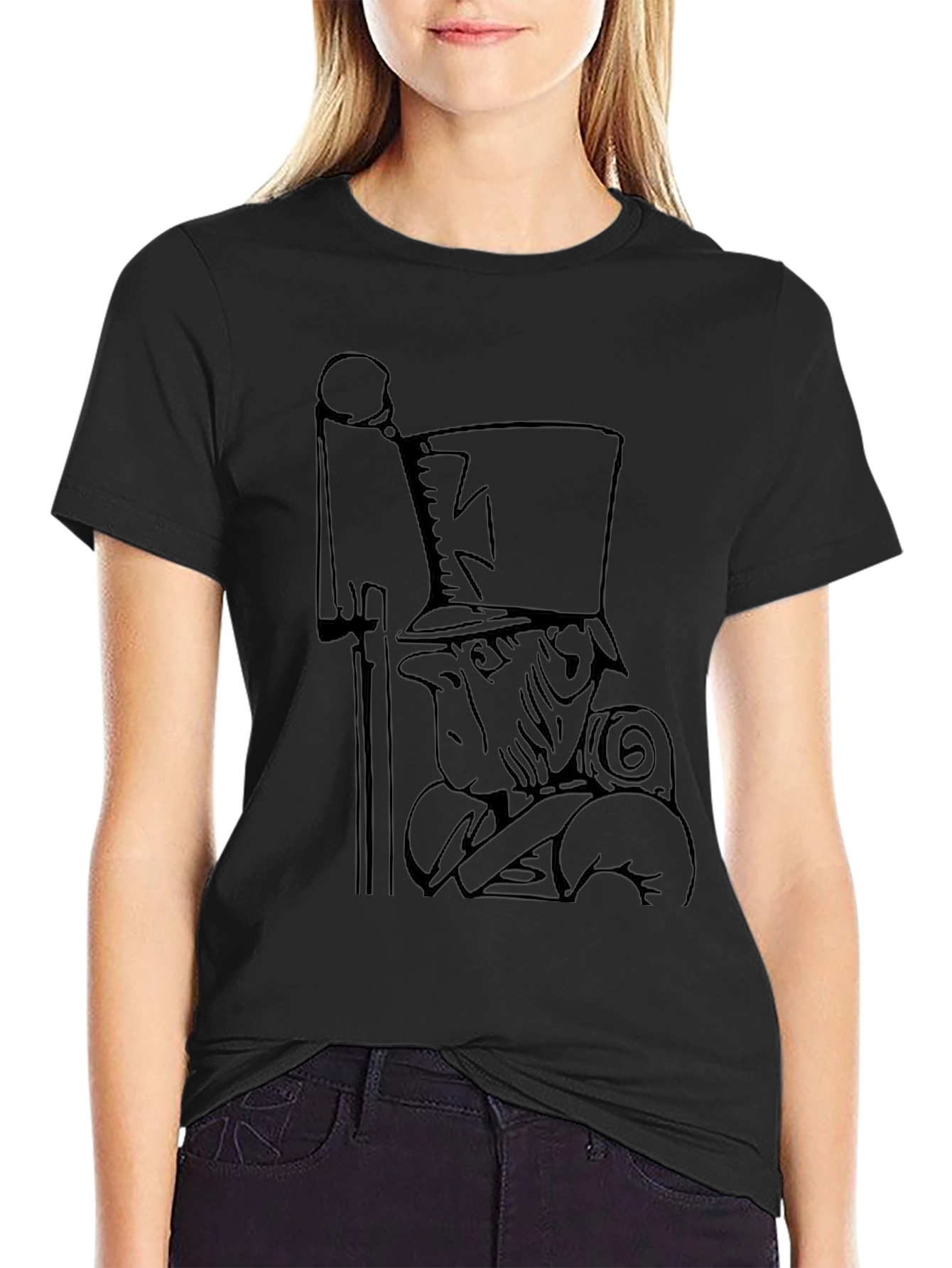Novelty Cartoon Soldier Black Graphic Tee