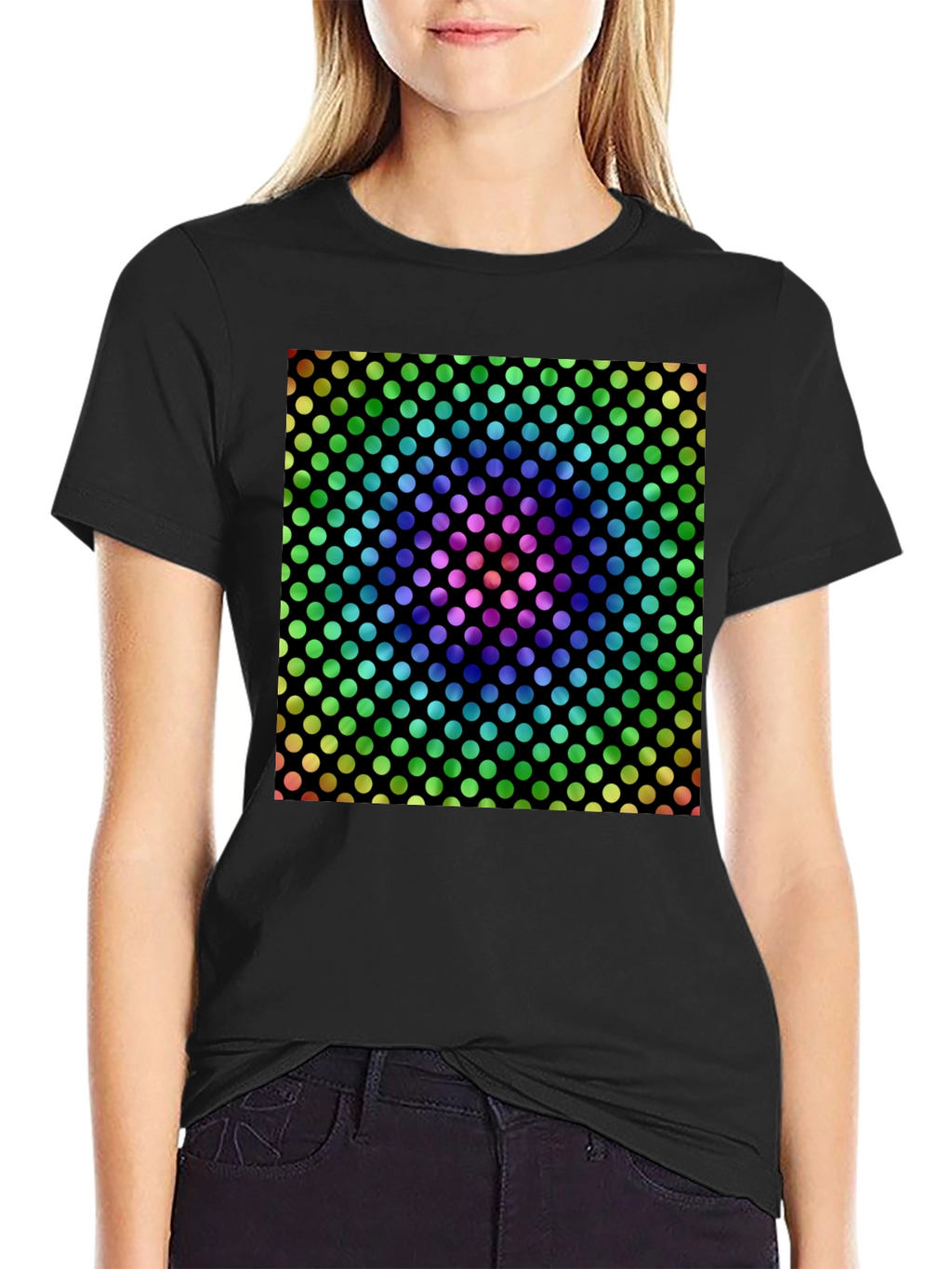 Rainbow Polka Dot Graphic Tee - Mens Black T-Shirt