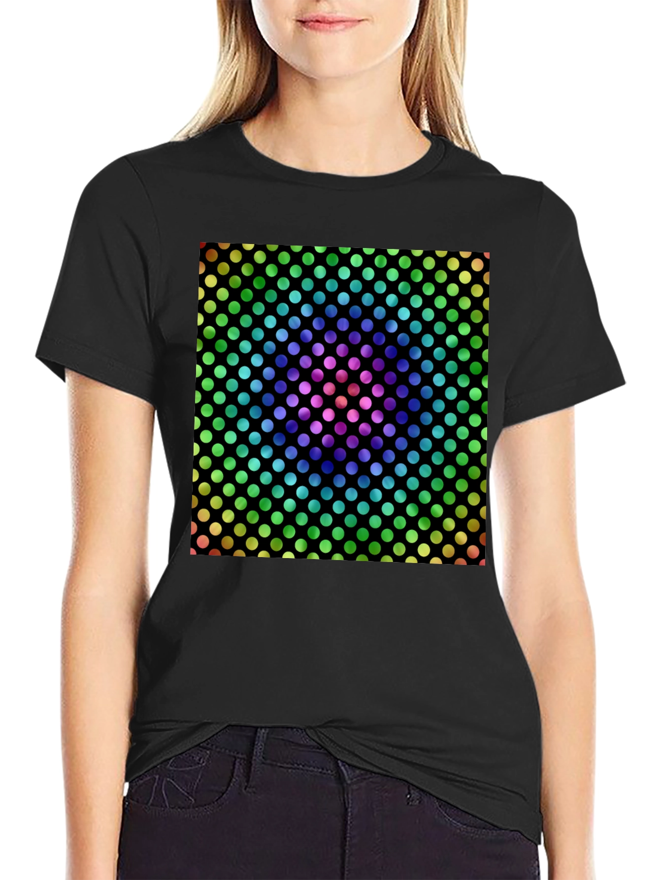 Rainbow Polka Dot Graphic Tee - Mens Black T-Shirt