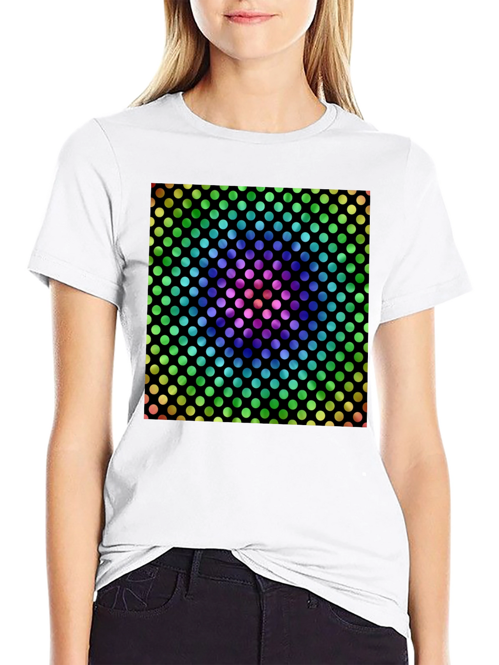 Rainbow Polka Dot Graphic Tee - Mens Black T-Shirt