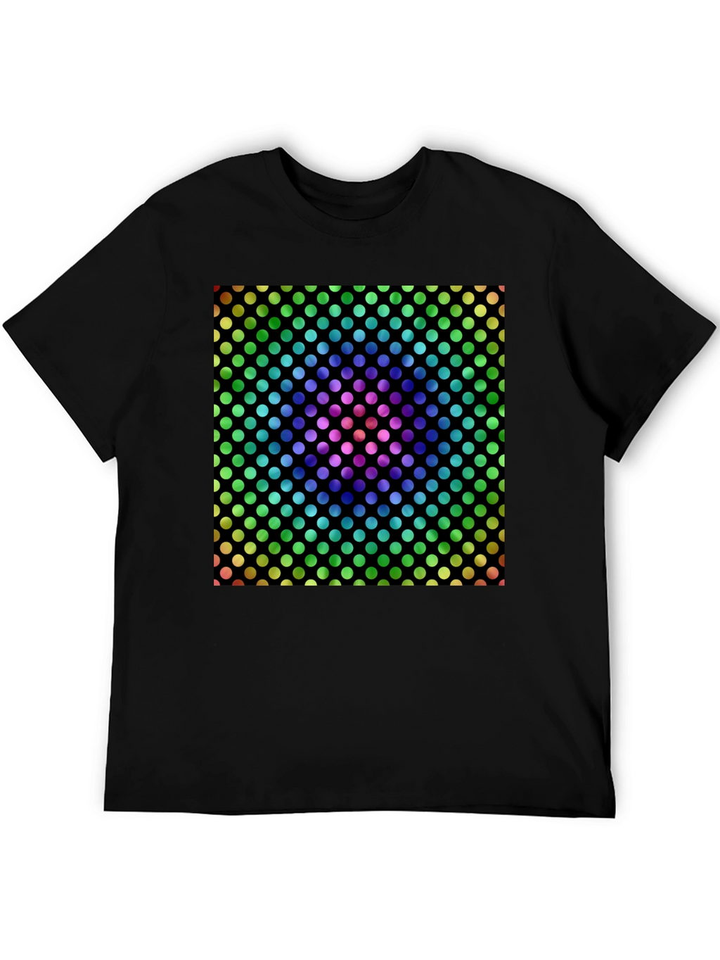 Rainbow Polka Dot Graphic Tee - Mens Black T-Shirt