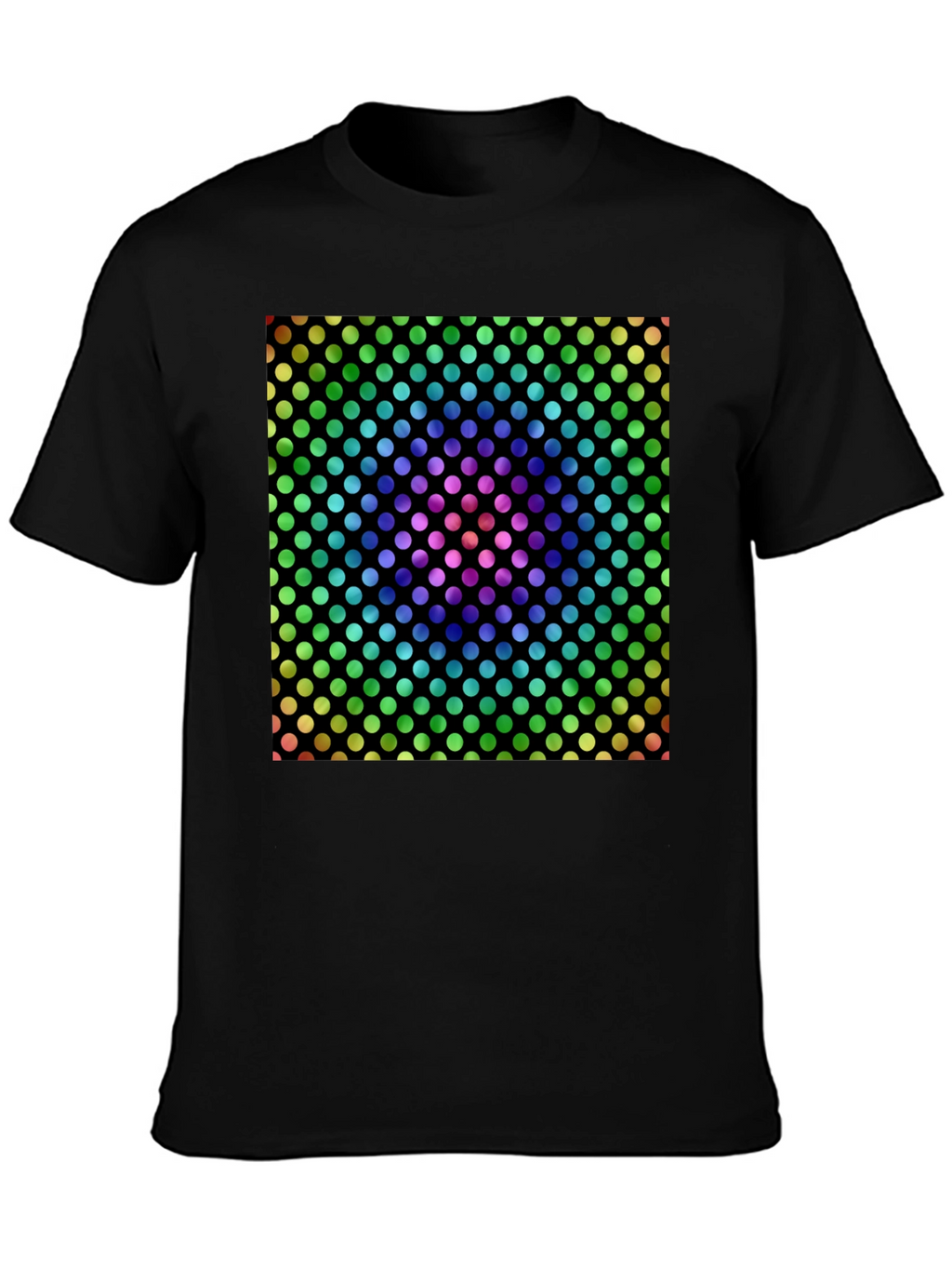 Rainbow Polka Dot Graphic Tee - Mens Black T-Shirt
