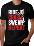 Ride Crash Swear Repeat Graphic Tee - Biker T-Shirt