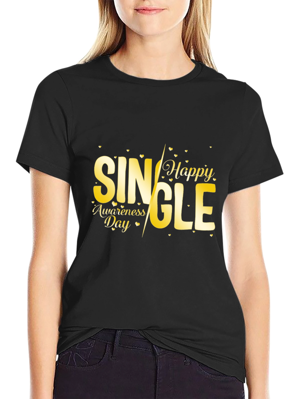 Single Awareness Day Black Graphic Tee