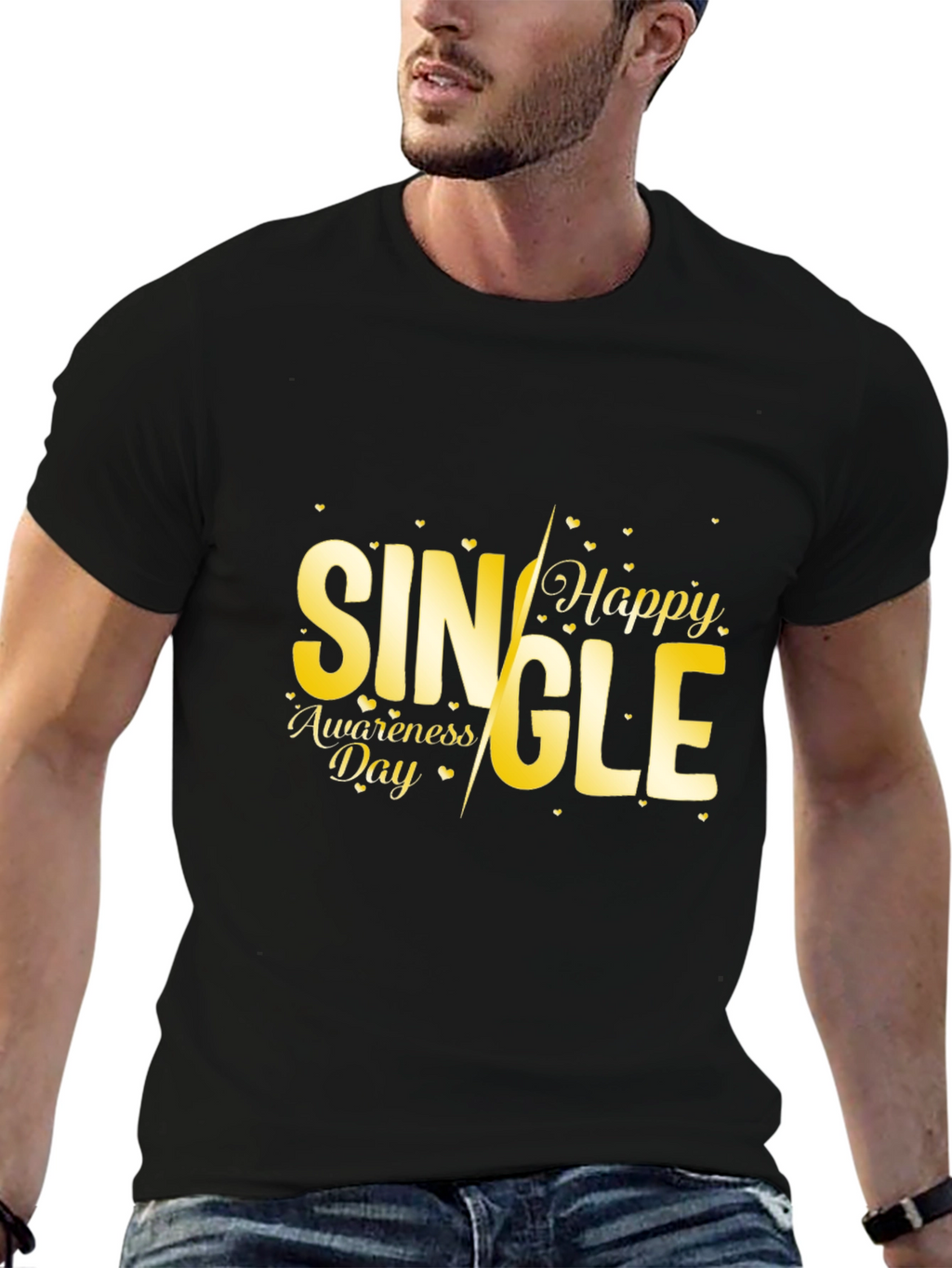 Single Awareness Day Black Graphic Tee
