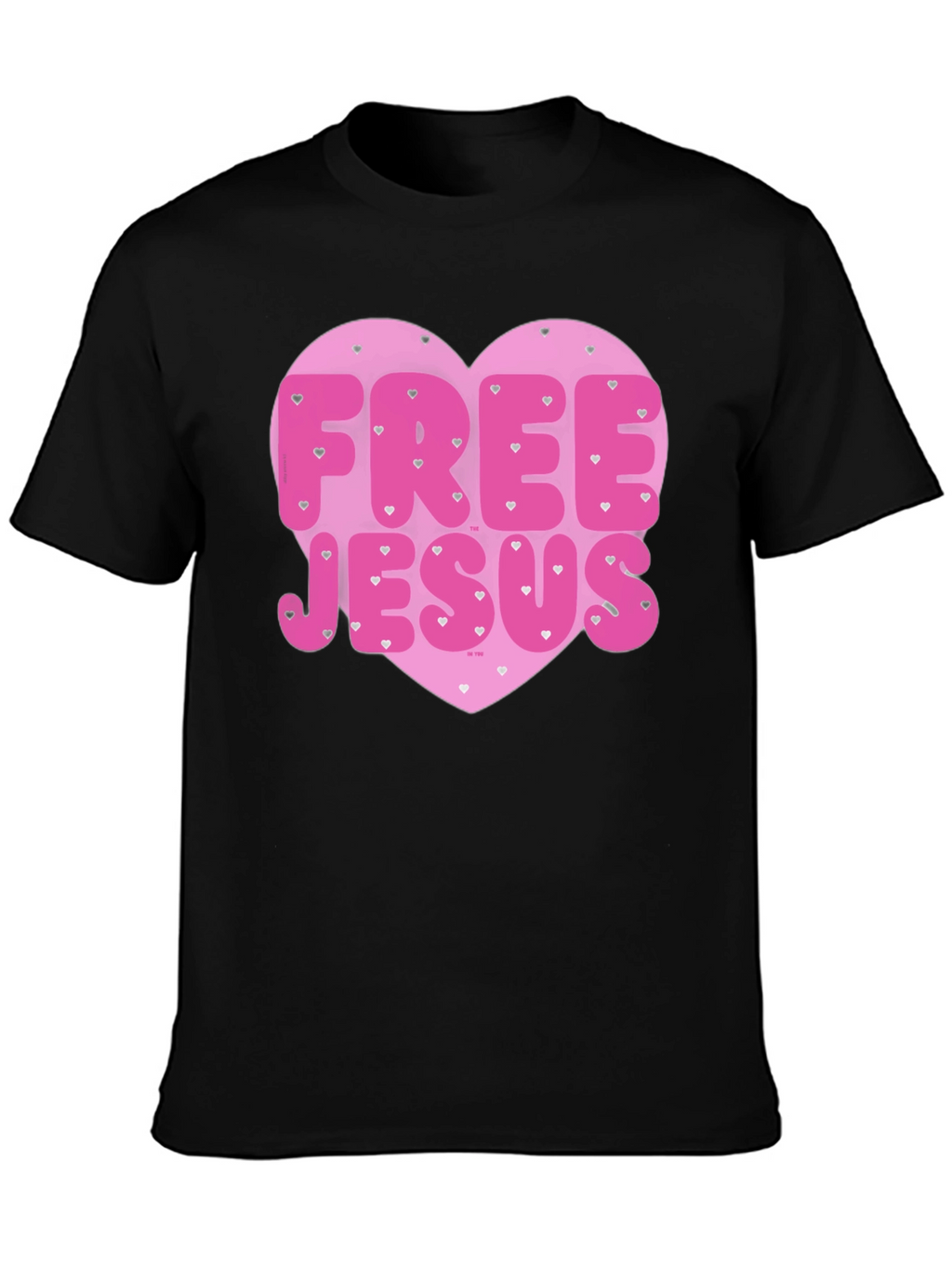 Free Jesus Heart Graphic Tee - Trendy Black T-Shirt