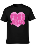 Free Jesus Heart Graphic Tee - Trendy Black T-Shirt