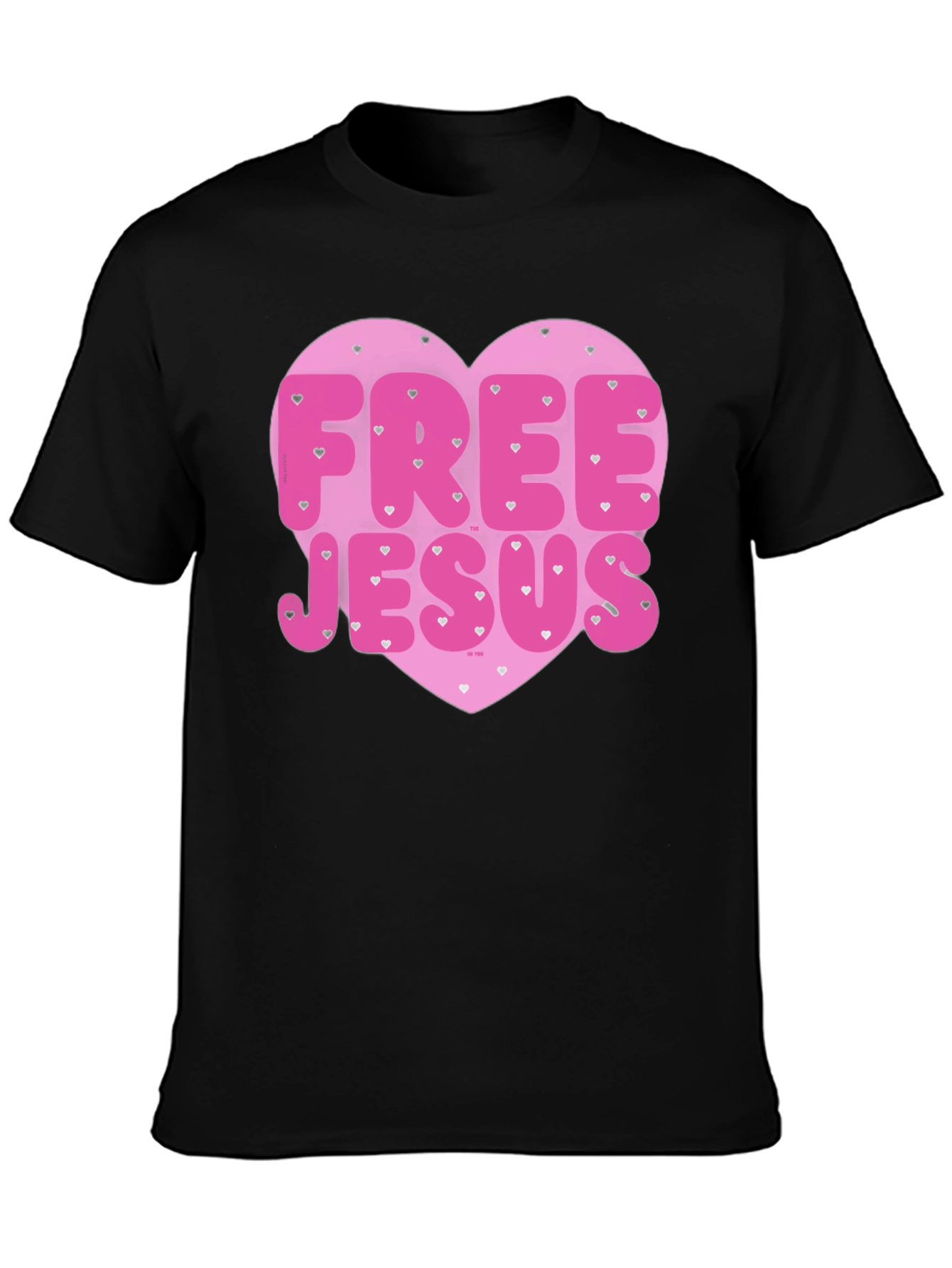 Free Jesus Heart Graphic Tee - Trendy Black T-Shirt