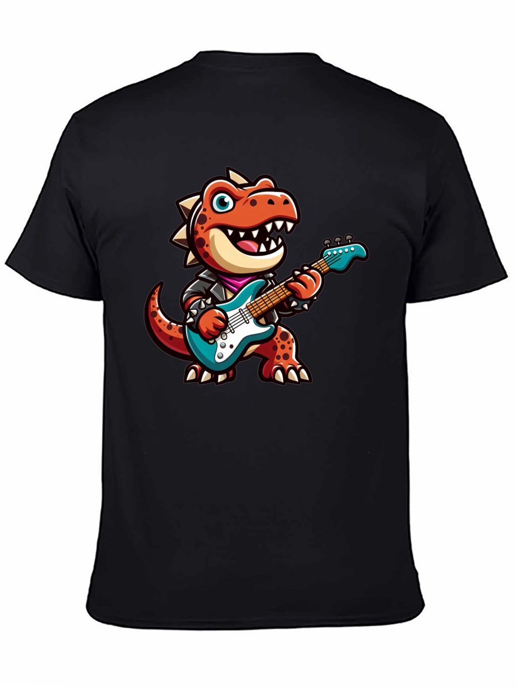 Dino Rocker T-Shirt: Cartoon Dinosaur Guitarist Tee