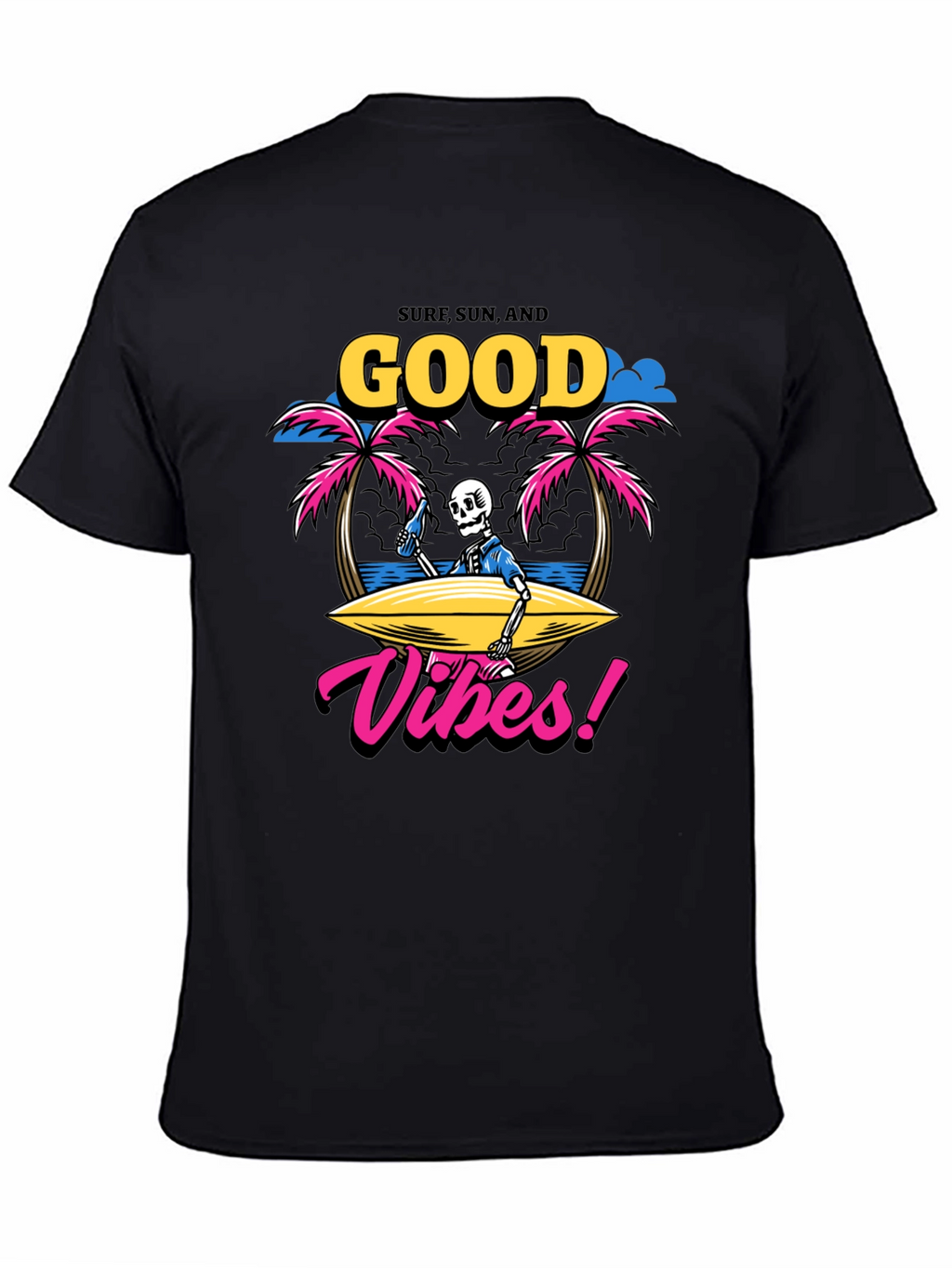 Surf Sun Good Vibes Skeleton Graphic T-Shirt