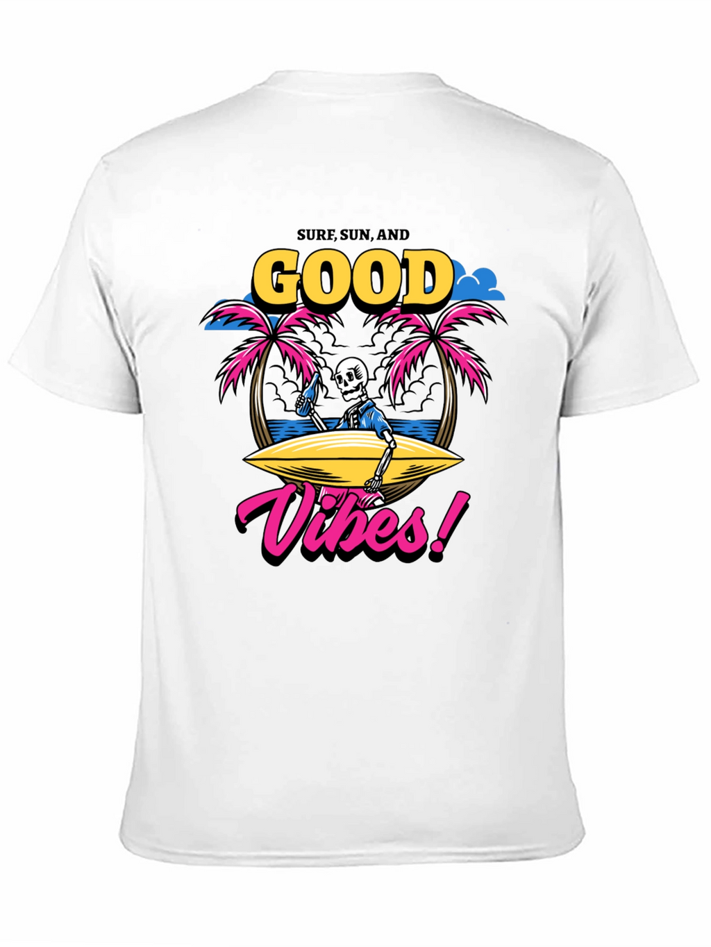 Surf Sun Good Vibes Skeleton Graphic T-Shirt