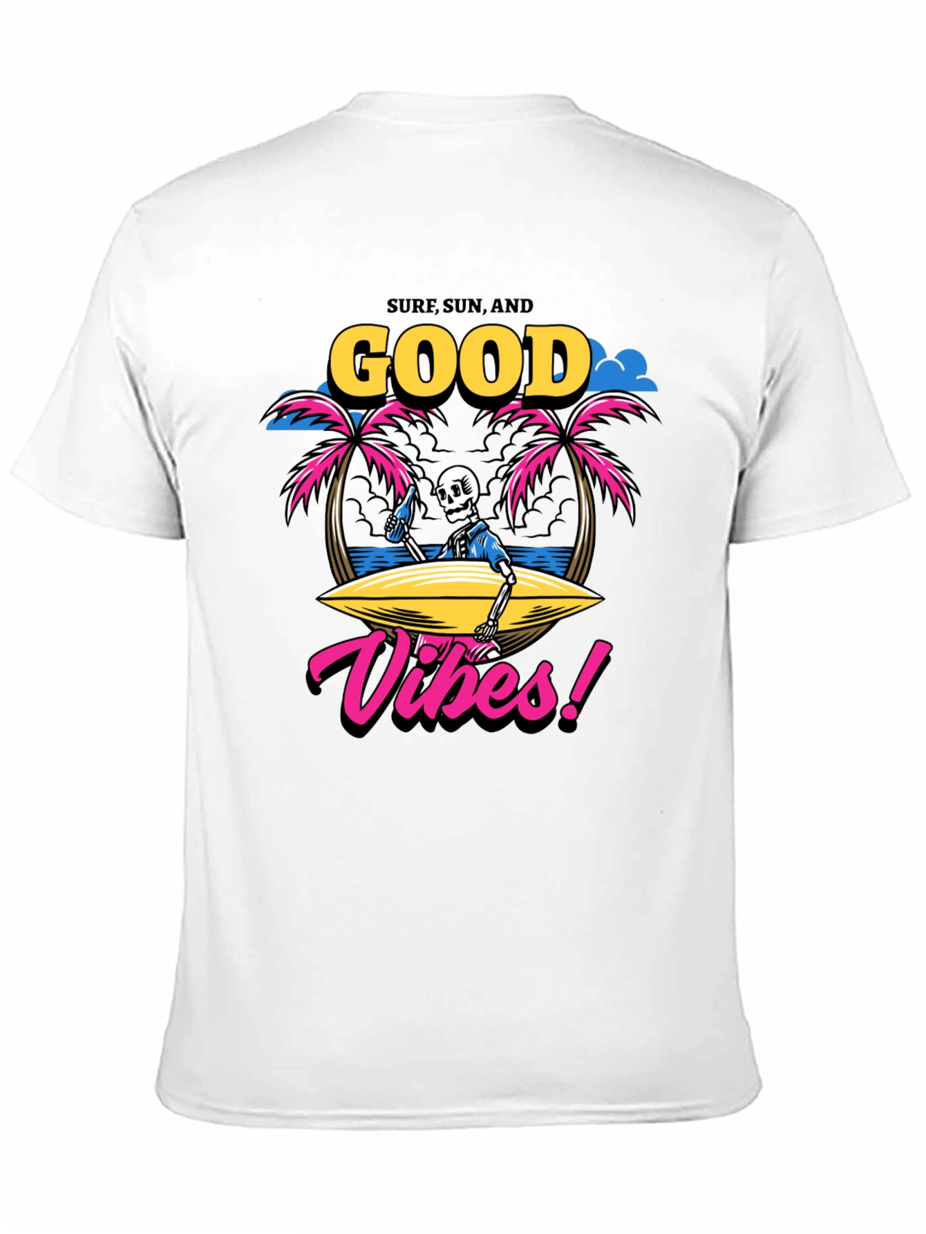 Surf Sun Good Vibes Skeleton Graphic T-Shirt