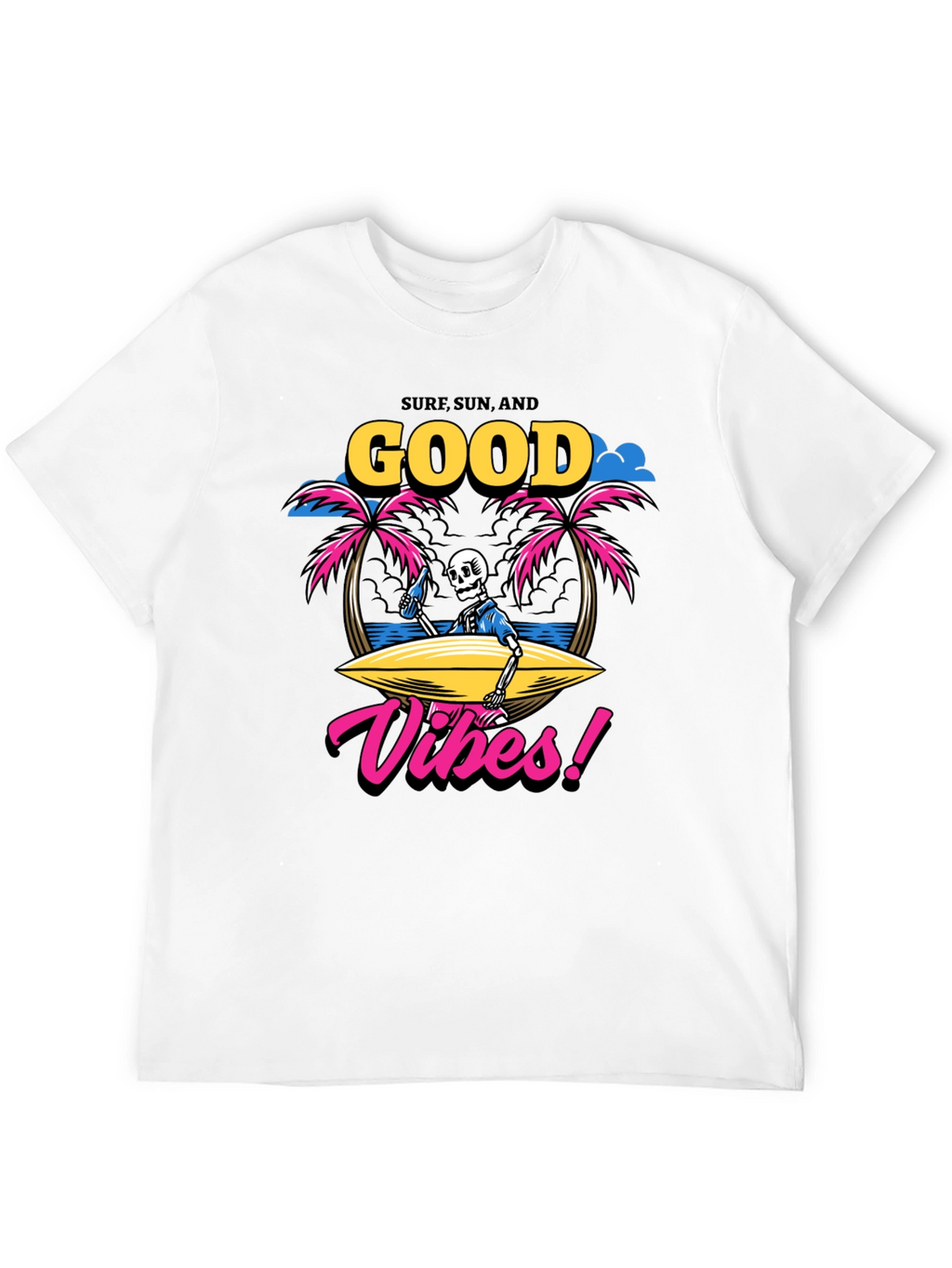 Surf Sun Good Vibes Skeleton Graphic T-Shirt