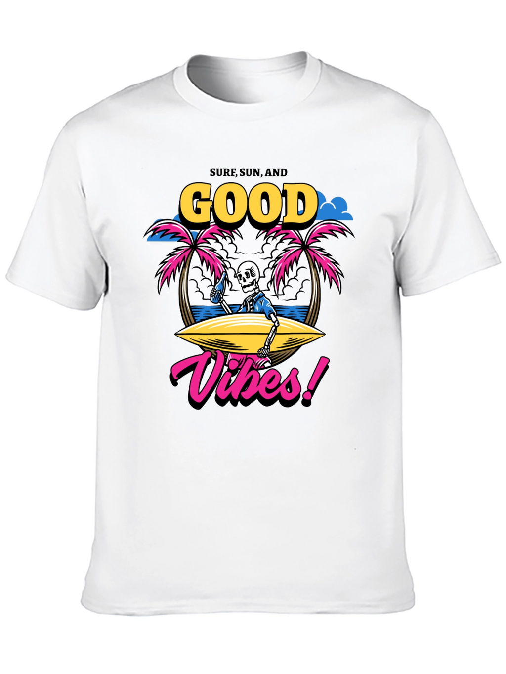 Surf Sun Good Vibes Skeleton Graphic T-Shirt