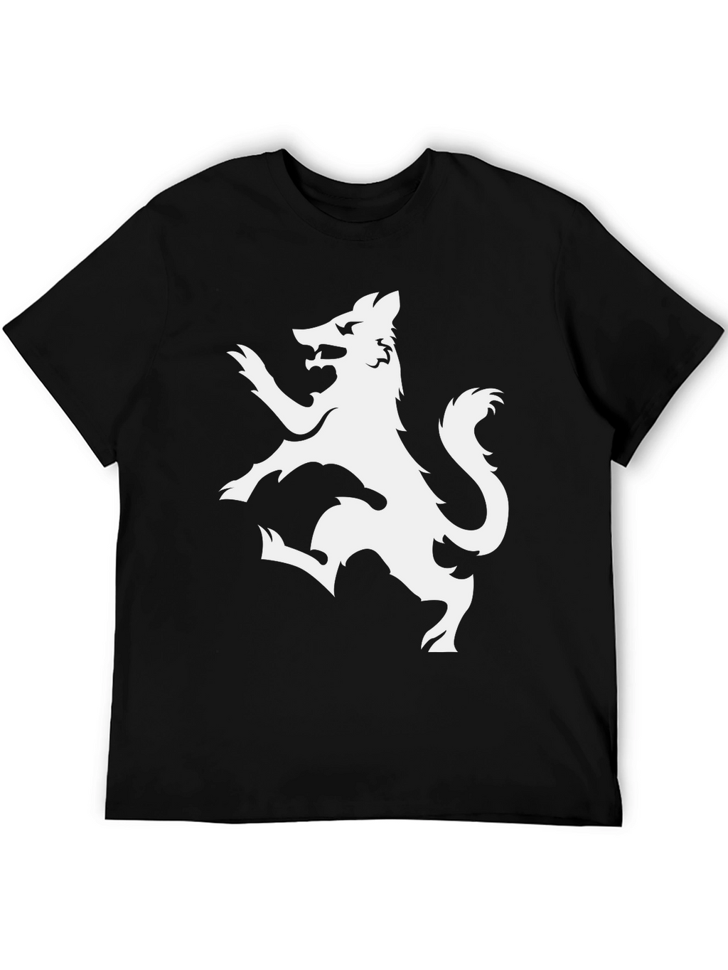 Black T-Shirt with White Wolf Design