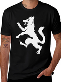 Black T-Shirt with White Wolf Design