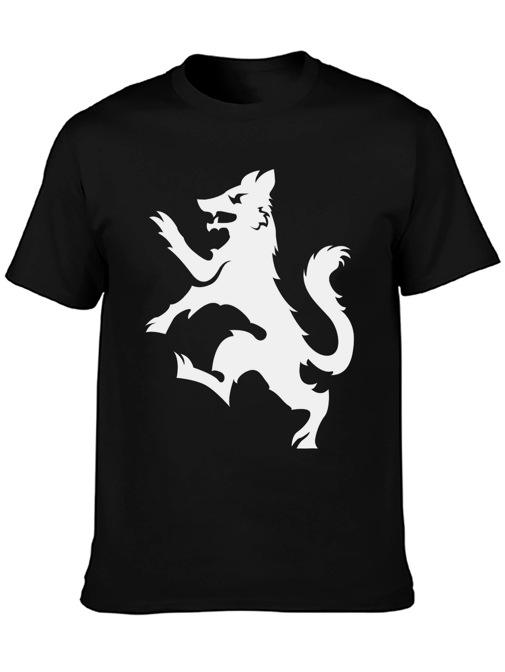 Black T-Shirt with White Wolf Design