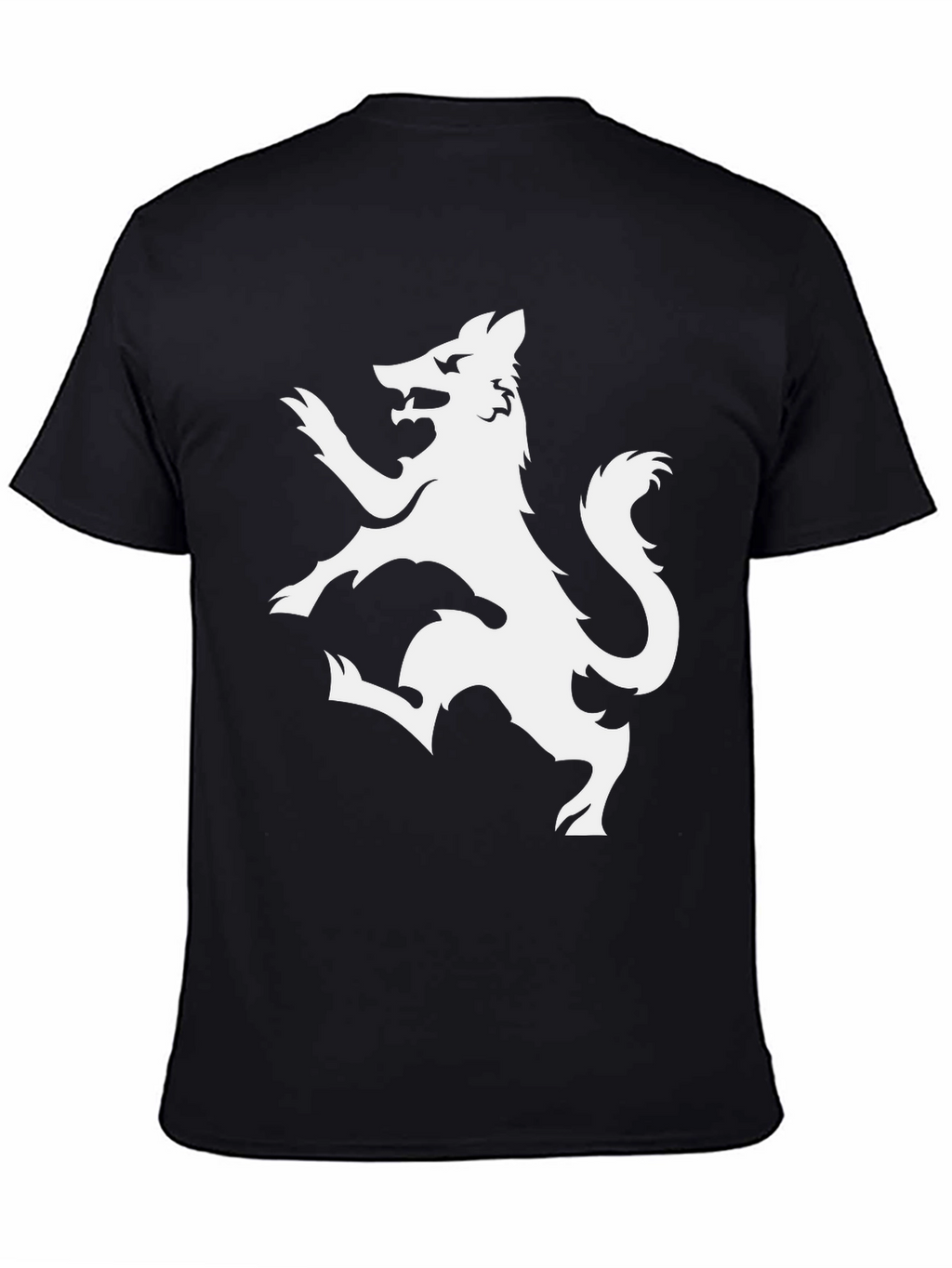 Black T-Shirt with White Wolf Design
